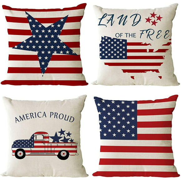 Multicolor 18x18 4th Of July Cloths Patriotic American Gifts Merica 4th of July Flamingo Flock Patriotic American Flag Throw Pillow 